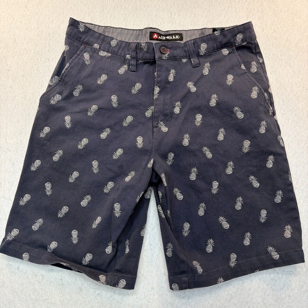 Airwalk Men Y2K  Navy Blue With Pineapples  Shorts Skateboarding Grunge Baggy 32